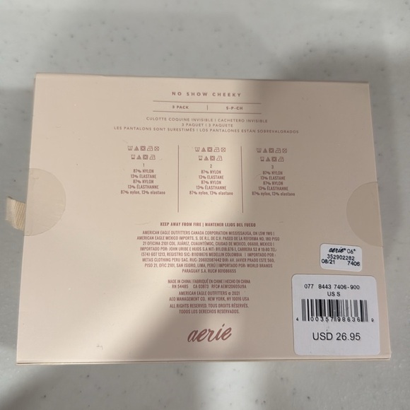 [Aerie] NWT No Show Cheeky 3-pack Panties - Picture 3 of 4